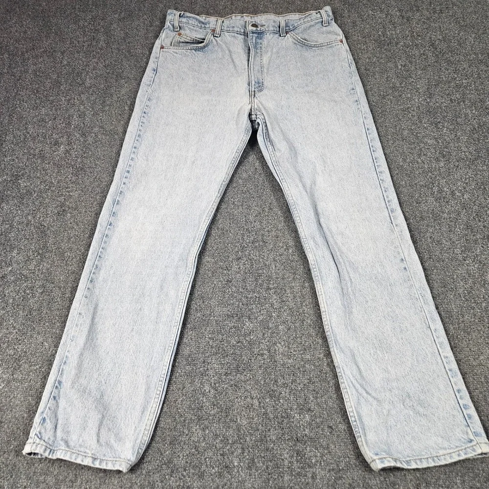 Vintage Levis 505 Jeans 34x32 Orange Tab Light Wash Blue Straight Denim Heritage